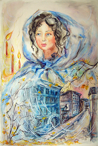 Полина Жебелева «Осенние сны». Бумага, акварель, 24х36, 1992 год